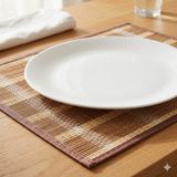 Unbranded 6'lı Premium Bambu Amerikan Servis Seti - Supla (40X30 Cm) - 40 cm - Kahverengi