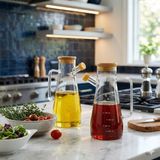 Unbranded Ubranded Lüks Seri- 2'li 900 ml Borosilikat Cam & Vakumlu Bambu Kapaklı Yağdanlık - 2'li 1 Paket
