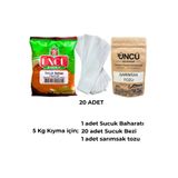 ÜNCÜ BAHARAT 5 KG TOKAT BEZ SUCUK SETİ.SUCUK BAHARATI,SUCUK BEZİ,SARIMSAK TOZU