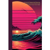 Undated Summer Ocean Synth Wave 3-Month Cute Notebook with Month Planner, Week Spreads, and Journal Pages: Fun Palm Tree Themed Interior Pages