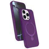 UnDePlus Apple iPhone 15 Pro Max ile uyumlu Kılıf Slikon M-safe Şarj Uyumlu Silikon Standlı Regal Kapak Derin Mor