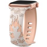 UnDePlus Apple Watch 10 42mm - 38/40/41mm için Kordon Leopar Desen Yumuşak Silikon için Kordon 2/3/4/5/6/se/7/8/9 13-Antique White