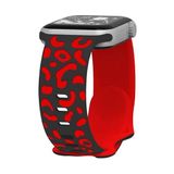 UnDePlus Apple Watch 42/44/45/46/49mm için Kordon, Leopar Desen Yumuşak Silikon için Kordon, 2/3/4/5/6/se/7/8/9/10/ultra Siyah-Kırmızı