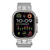 UnDePlus Apple Watch 42/44/45/46/49mm için Kordon Ultra Pramit Dizayn Metal Hasır için Kordon 107 2/3/4/5/6/se/7/8/9/10/ultra Gümüş