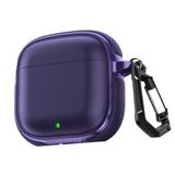 UnDePlus Huawei FreeBuds SE 2 / SE 3 ile Uyumlu Kılıf Deri Dokulu TPU Koruyucu Case Metal Karabinalı Şarj Girişli Mor