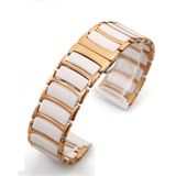 UnDePlus Huawei Watch GT GT2 GT3 GT4 42mm/Honor Magic 2 Kordon Çerçeveli Seramik Metal Kordon Beyaz-Rose Gold