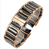 UnDePlus Huawei Watch GT GT2 GT3 GT4 42mm/Honor Magic 2 Kordon Çerçeveli Seramik Metal Kordon Siyah-Rose Gold