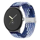 UnDePlus Huawei Watch GT GT2 GT3 GT4 42mm/Honor Magic 2 Kordon Metal Klipsli Flexi Örgü Lacivert-Beyaz