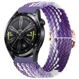 UnDePlus Huawei Watch GT GT2 GT3 GT4 42mm/Honor Magic 2 Kordon Örgü Tokalı Kordon Mor-Beyaz