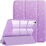 UnDePlus iPad 11.Nesil A16 11inç/10.Nesil 10.9inç ile uyumlu Kılıf Simli Flip Cover Kalem Bölmeli PC Case Simli-Mor