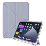 UnDePlus iPad 7. Nesil 10.2 ile uyumlu Kılıf Kalem Bölmeli Trifolding Case A2197 A2198 A2200 Mor