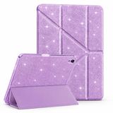 UnDePlus iPad 8. Nesil 10.2 ile uyumlu Kılıf Simli Kalem Bölmeli Trifolding Case A2270 A2428 A2429 A2430 Simli-Mor