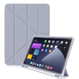 UnDePlus iPad Air 1 9.7 ile uyumlu Kılıf Kalem Bölmeli Trifolding Case A1474 A1475 A1476 Mor