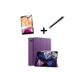 UnDePlus iPad Air 13inç M4/M3/M2 Uyumlu Kılıf Set Pu Deri Smart Tablet Kilifi Ekran Koruyucu Mor