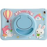 UnDePlus iPad Air 2 9.7" ile uyumlu Kılıf Cute Dolls Standlı Eğlenceli 3D Karekterli Çocuk Kılıfı A1566 A1567 Buz Mavisi