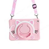 UnDePlus iPad Air 2 9.7" ile uyumlu Kılıf Cute Dolls Standlı Eğlenceli 3D Karekterli Çocuk Kılıfı A1566 A1567 Pembe Açık