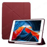 UnDePlus iPad Air 2 9.7 ile uyumlu Kılıf Kalem Bölmeli Trifolding Case A1566 A1567 Mürdüm