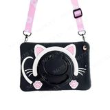 UnDePlus iPad Mini 1/2 / 3 7.9 inç ile uyumlu Kılıf Cute Dolls Standlı Eğlenceli 3D Karekterli Çocuk Kılıfı Siyah
