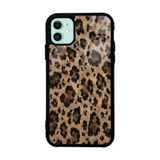UnDePlus iPhone 11 ile uyumlu Kılıf Parlak Nice Seri Desenli Lusi Kapak Kahve Leopar