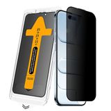 UnDePlus iPhone 15 Plus 2.5D Oliv Privacy Temperli Cam Ekran Koruyucu + Kolay Uygulama Aparatı Siyah