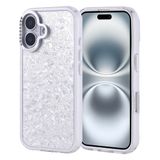 UnDePlus iPhone 16 ile uyumlu Kılıf Kamera Çerçeve Taşlı Parlak Tasarım Kapi Kapak Gümüş