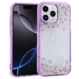 UnDePlus iPhone 16 Pro Max ile uyumlu Kılıf Parlak Işıltılı Damla Taşlı Şeffaf Pera Silikon Kapak Mor