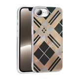 UnDePlus iPhone 16E / 17E ile uyumlu Kılıf Leopar Kurdele Ekose Desenli Mep Kapak