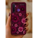 UnDePlus Realme 5i / 6i / C3 ile uyumlu Kılıf Kamera Çıkıntılı Renkli Çiçek Kabartmalı Silikon Kapak BS1 Bordo