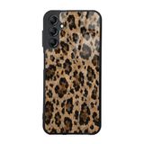 UnDePlus Samsung Galaxy A14 5G ile uyumlu Kılıf Parlak Nice Seri Desenli Lusi Kapak Kahve Leopar