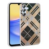 UnDePlus Samsung Galaxy A15 ile uyumlu Kılıf Leopar Kurdele Ekose Desenli Mep Kapak