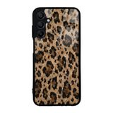 UnDePlus Samsung Galaxy A15 ile uyumlu Kılıf Parlak Nice Seri Desenli Lusi Kapak Kahve Leopar