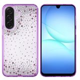UnDePlus Samsung Galaxy A17 ile uyumlu Kılıf Parlak Işıltılı Damla Taşlı Şeffaf Pera Silikon Kapak Mor