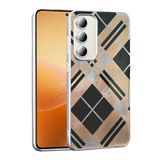 UnDePlus Samsung Galaxy A35 ile uyumlu Kılıf Leopar Kurdele Ekose Desenli Mep Kapak