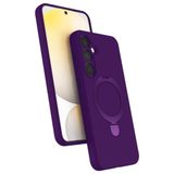 UnDePlus Samsung Galaxy A55 5G ile uyumlu Kılıf Slikon M-safe Şarj Uyumlu Silikon Standlı Regal Kapak Derin Mor
