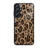UnDePlus Samsung Galaxy A55 ile uyumlu Kılıf Parlak Nice Seri Desenli Lusi Kapak Kahve Leopar