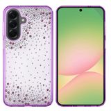 UnDePlus Samsung Galaxy A56 ile uyumlu Kılıf Parlak Işıltılı Damla Taşlı Şeffaf Pera Silikon Kapak Mor