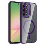 UnDePlus Samsung Galaxy A57 ile uyumlu Kılıf Kamera Lens Hediyeli Standlı M-Safe Şarj Özellikli Etro Kapak Derin Mor