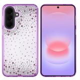 UnDePlus Samsung Galaxy A57 ile uyumlu Kılıf Parlak Işıltılı Damla Taşlı Şeffaf Pera Silikon Kapak Mor