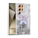 UnDePlus Samsung Galaxy S25 Ultra ile uyumlu Kılıf Leopar Kurdele Ekose Desenli Mep Kapak