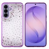UnDePlus Samsung Galaxy S26 Plus ile uyumlu Kılıf Parlak Işıltılı Damla Taşlı Şeffaf Pera Silikon Kapak Mor