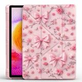 UnDePlus Samsung Galaxy Tab A11 Plus 11inç X230 ile uyumlu Kılıf Kalem Bölmeli Trifolding Case X235 X236B Çiçek-Kurdele