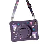 UnDePlus Samsung Galaxy Tab A8 10.5 SM-X200 2021 ile uyumlu Kılıf Cute Dolls Standlı Eğlenceli 3D Karekterli Çocuk Kılıfı Mor