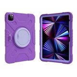 UnDePlus Samsung Galaxy Tab A9 Plus 11inç X210 X215 X216 ile uyumlu Kılıf Askılı Silikon Handle Ring Yüzüklü Amour Tank Case Koyu Mor