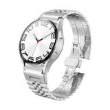 UnDePlus Samsung Galaxy Watch 4 5 6 7 Fe 40 40 44 Classic 42 43 46 47 Mm Klips Şeritli Metal Kordon 3 Gümüş