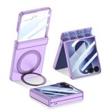 UnDePlus Samsung Galaxy Z Flip 8 ile uyumlu Kılıf M-safe Şarj Özellikli Tek Renk Ring Standlı Kapak KPT-06 Mor