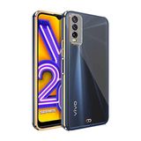 UnDePlus Vivo Y20 ile uyumlu Kılıf Köşeli Gold Şeffaf Kapak