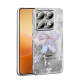 UnDePlus Xiaomi 14T Pro ile uyumlu Kılıf Leopar Kurdele Ekose Desenli Mep Kapak
