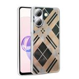 UnDePlus Xiaomi Poco C65 ile uyumlu Kılıf Leopar Kurdele Ekose Desenli Mep Kapak