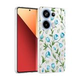UnDePlus Xiaomi Redmi Note 13 Pro 4G ile uyumlu Kılıf Kamera Korumalı Renkli Desenli Klip Kapak Mavi Lale