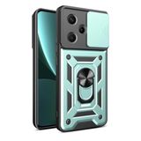 UnDePlus Xiaomi Redmi Note 13 Pro Plus ile uyumlu Kılıf Kamera Korumalı Zırh Tank Sürgülü Vega Kapak Yeşil